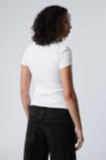 White - Close Fitted Rib T-Shirt - 2