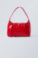 Glossy Red - Coated Rectangular Shoulder Bag - 2