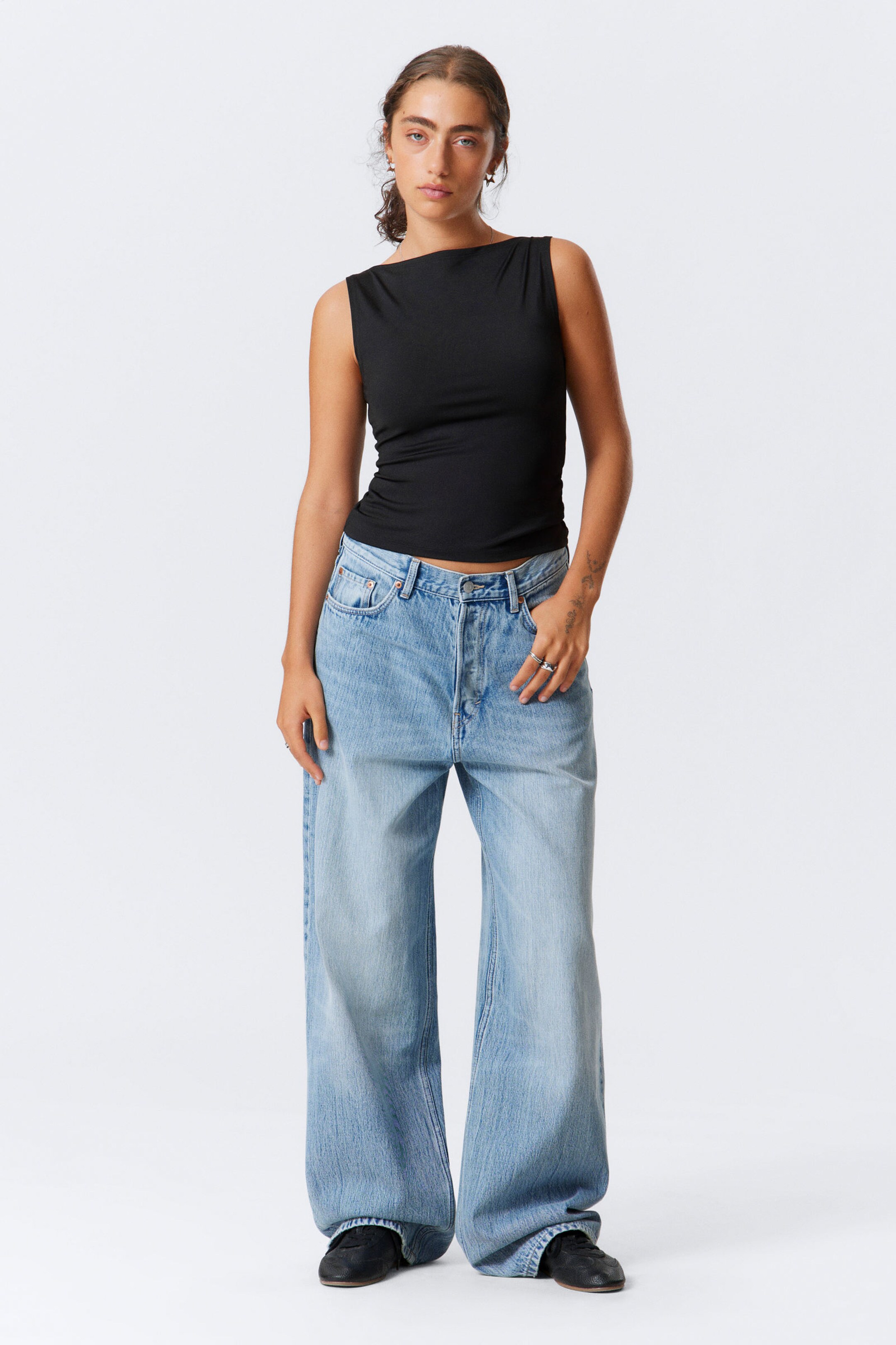 loose washed velvet track trousers - Washed Black | Weekday EU