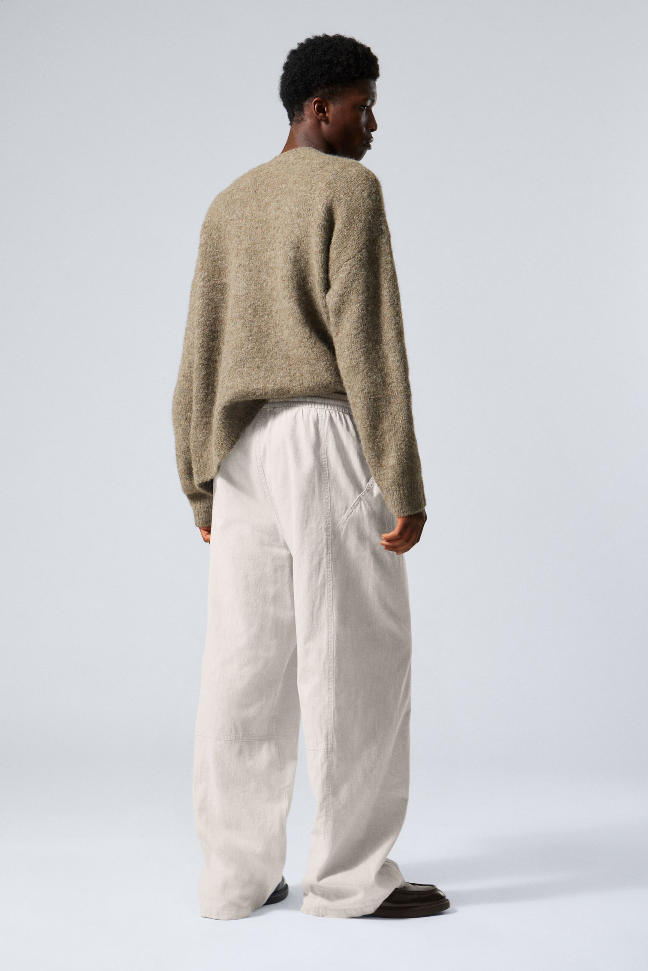 Dusty Ecru Melange - Relaxed Linen Blend Trousers - 4