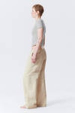 Light Beige - Loose Fit Washed Ripstop Trousers - 2