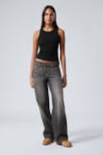 Ash Black - Schwarz - Ample Low Waist Loose Wide Leg Jeans - 0