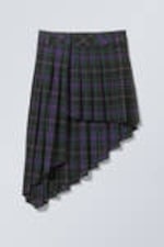 Purple Check - Skylar Pleated Midi Skirt - 0