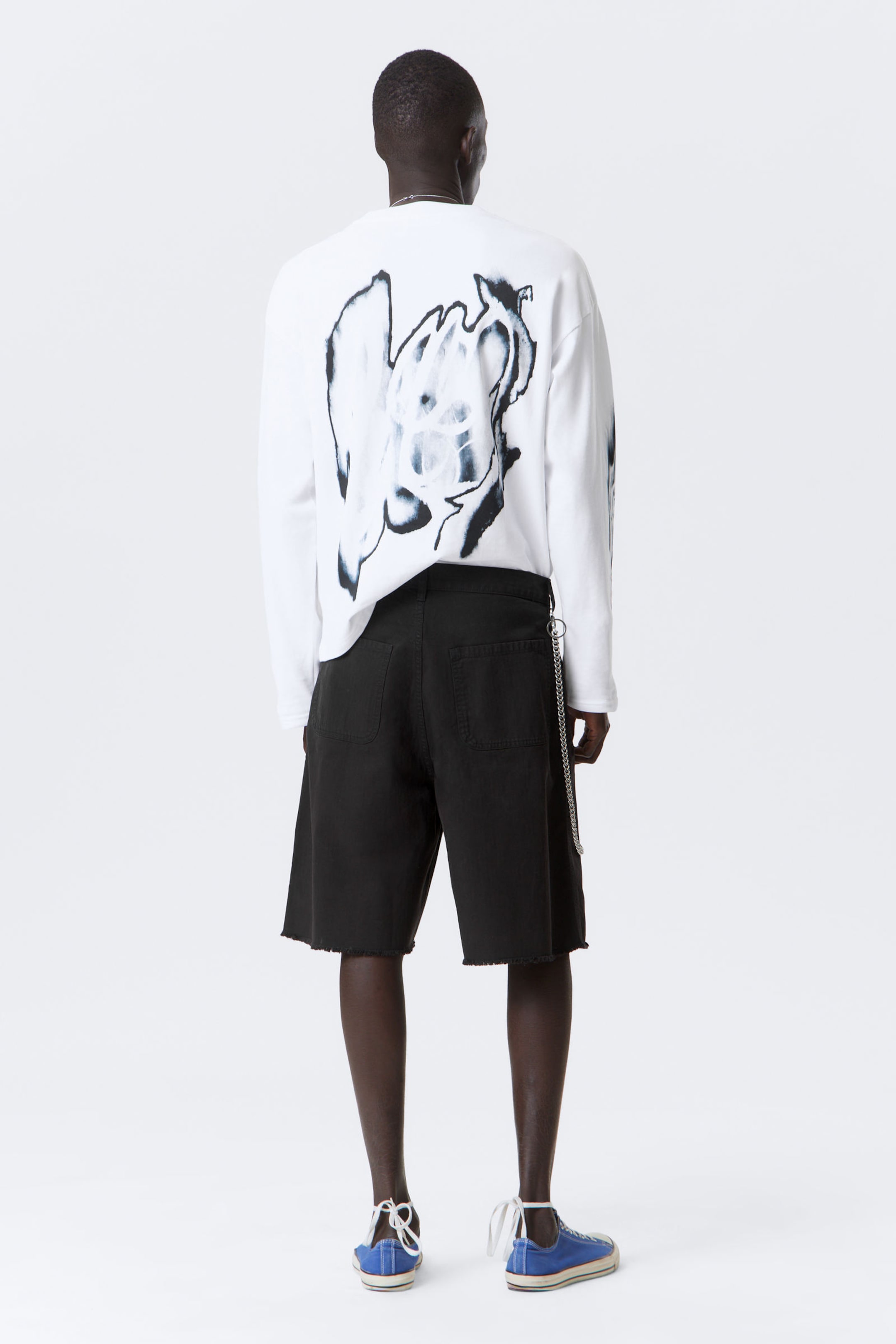 Black - Loose Workwear Twill Shorts - 2