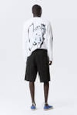 Black - Loose Workwear Twill Shorts - 2