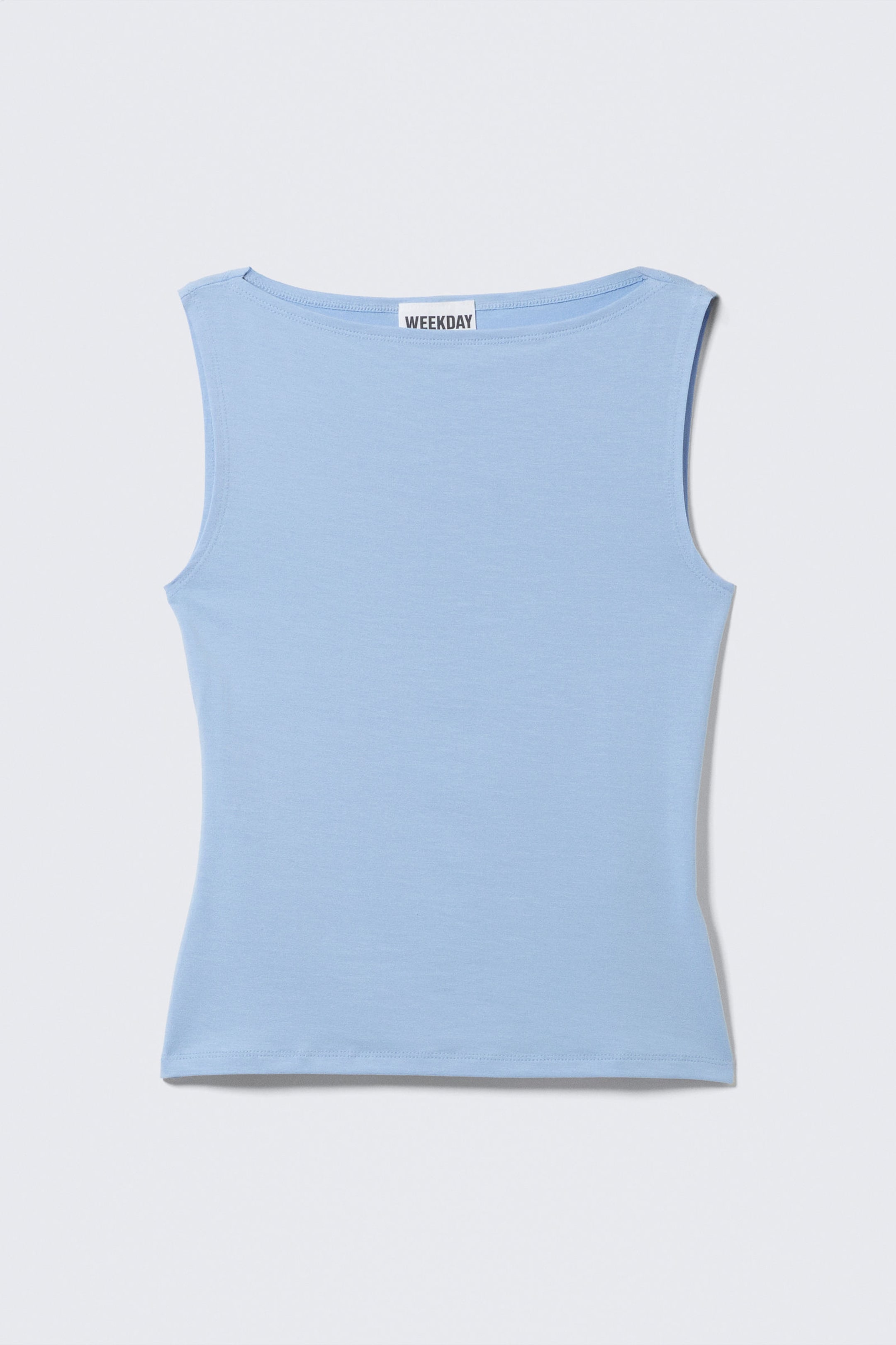 Light Blue - Annie Soft Sleeveless Boat-Neck Top - 3