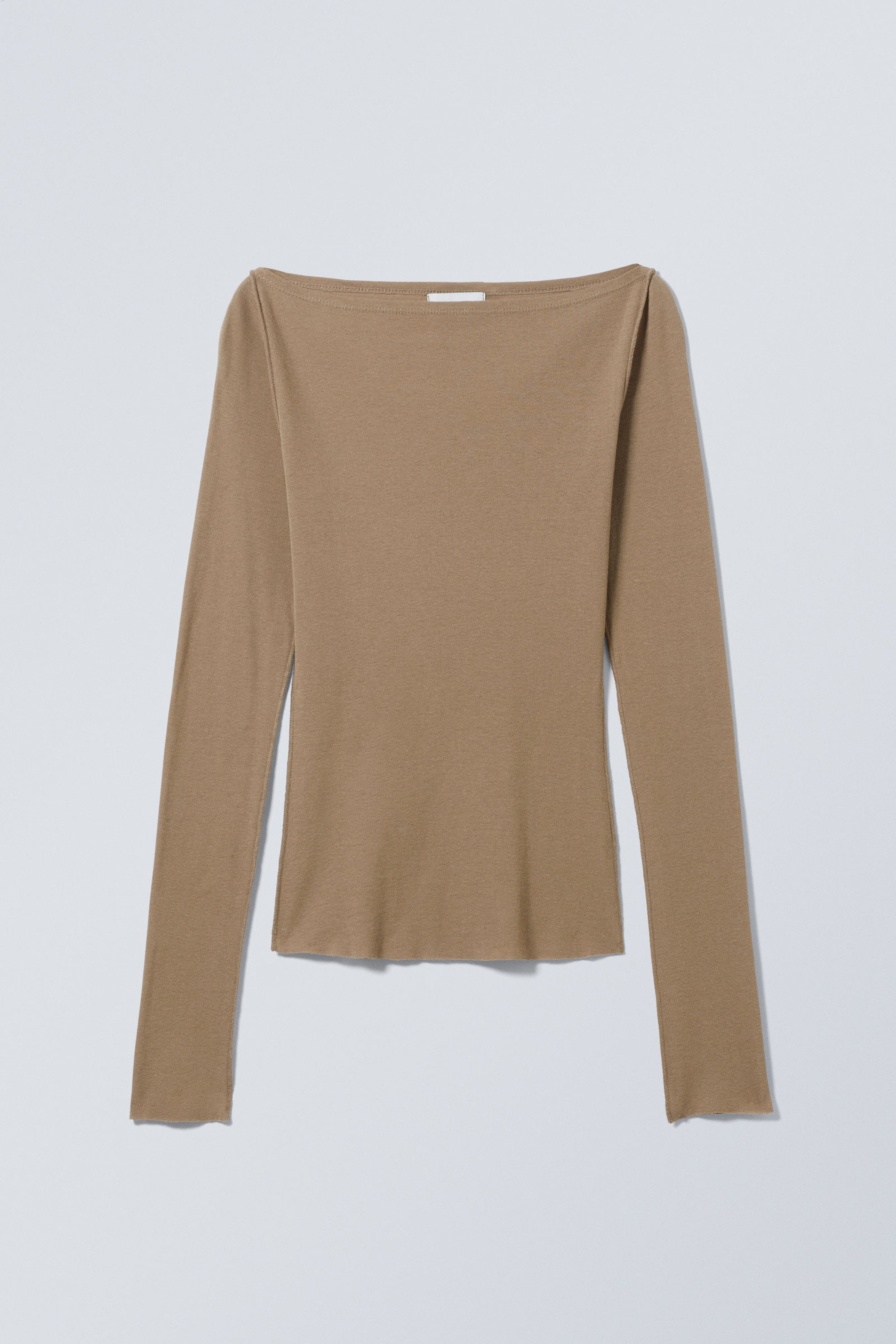 Dark Beige - Sheer Long Sleeve Top - 0