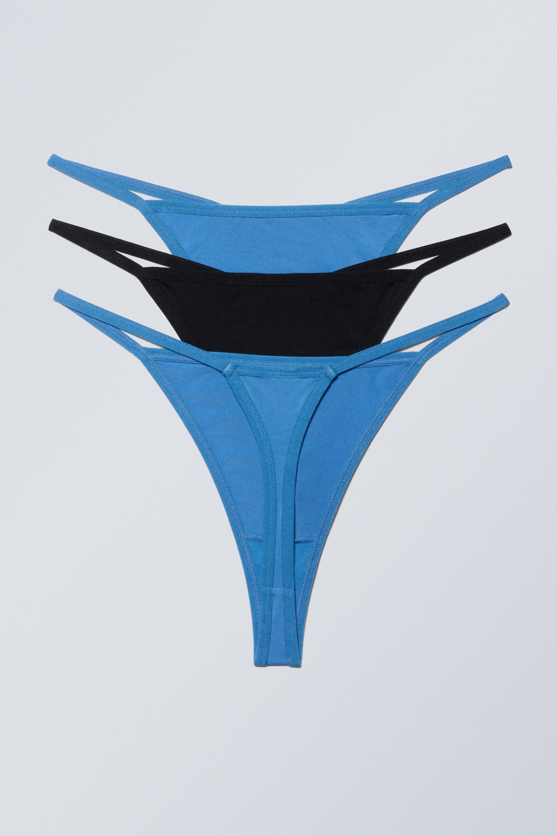 Blau/Schwarz - 3er-Pack Tanga Soul - 1