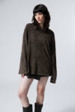 Washed Black - Soft Oversized Long Sleeve Top - 0