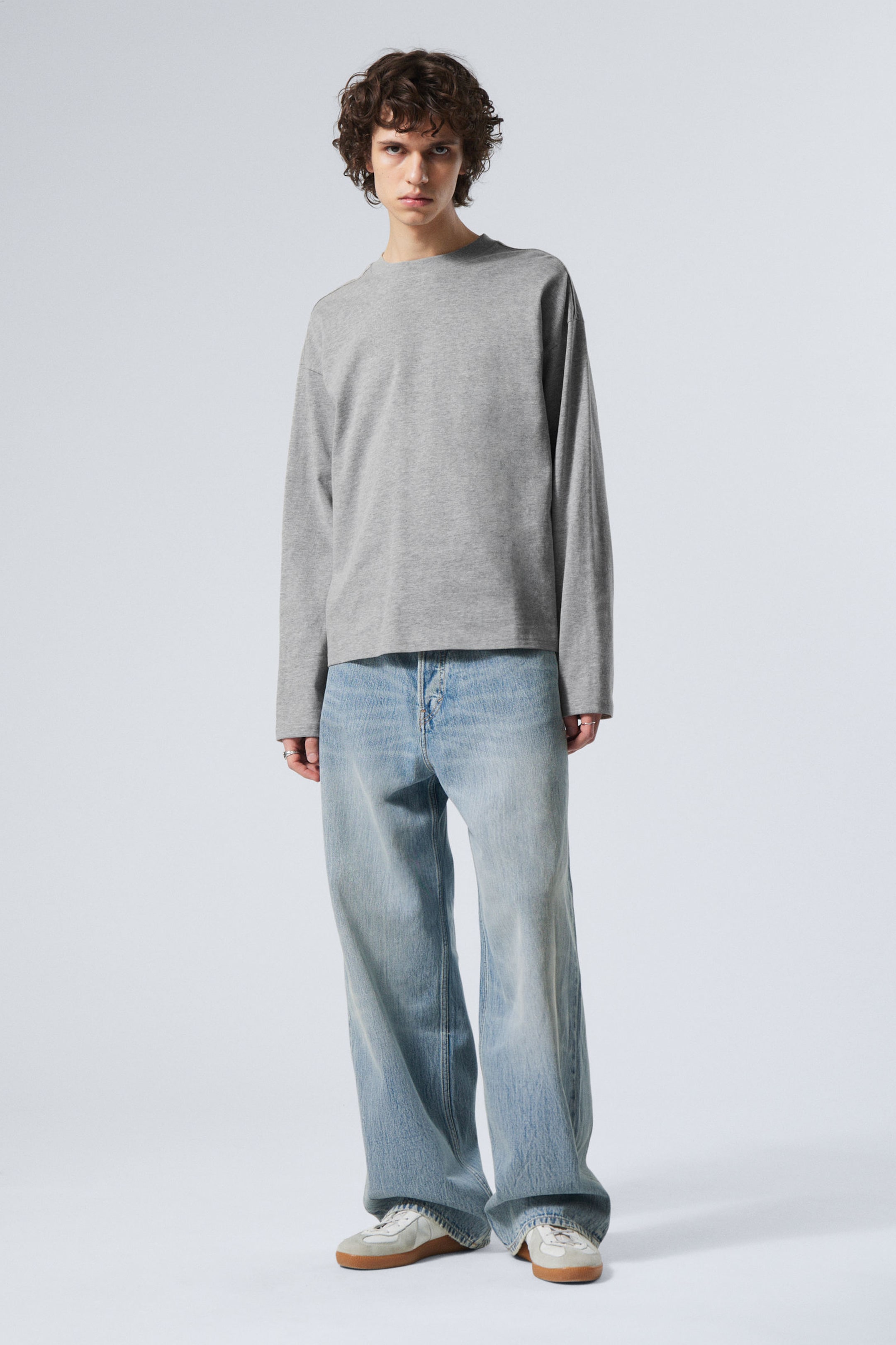 Light Grey Melange - Great Boxy Long Sleeve T-shirt - 0