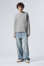 Light Grey Melange - Great Boxy Long Sleeve T-shirt - 0