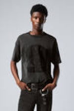 Washed Black - Stencil State - Great Boxy Printed Graphic Tee - 0