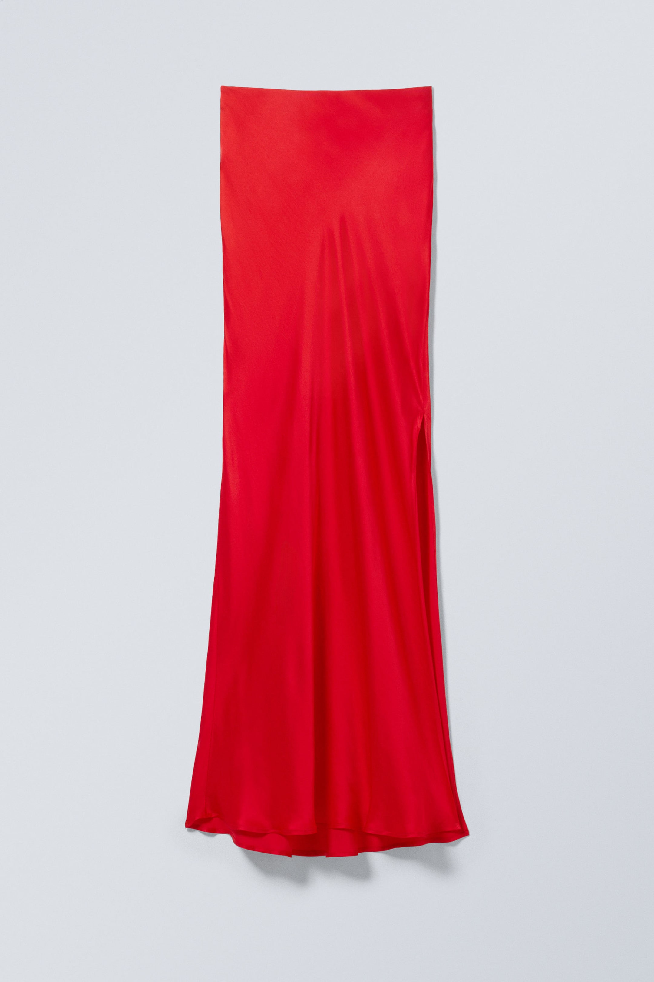 Bright Red - Low Rise Bias-Cut Satin Maxi Skirt - 4