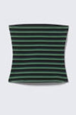 Black & Green Stripes - Striped Cotton Tube Top - 3