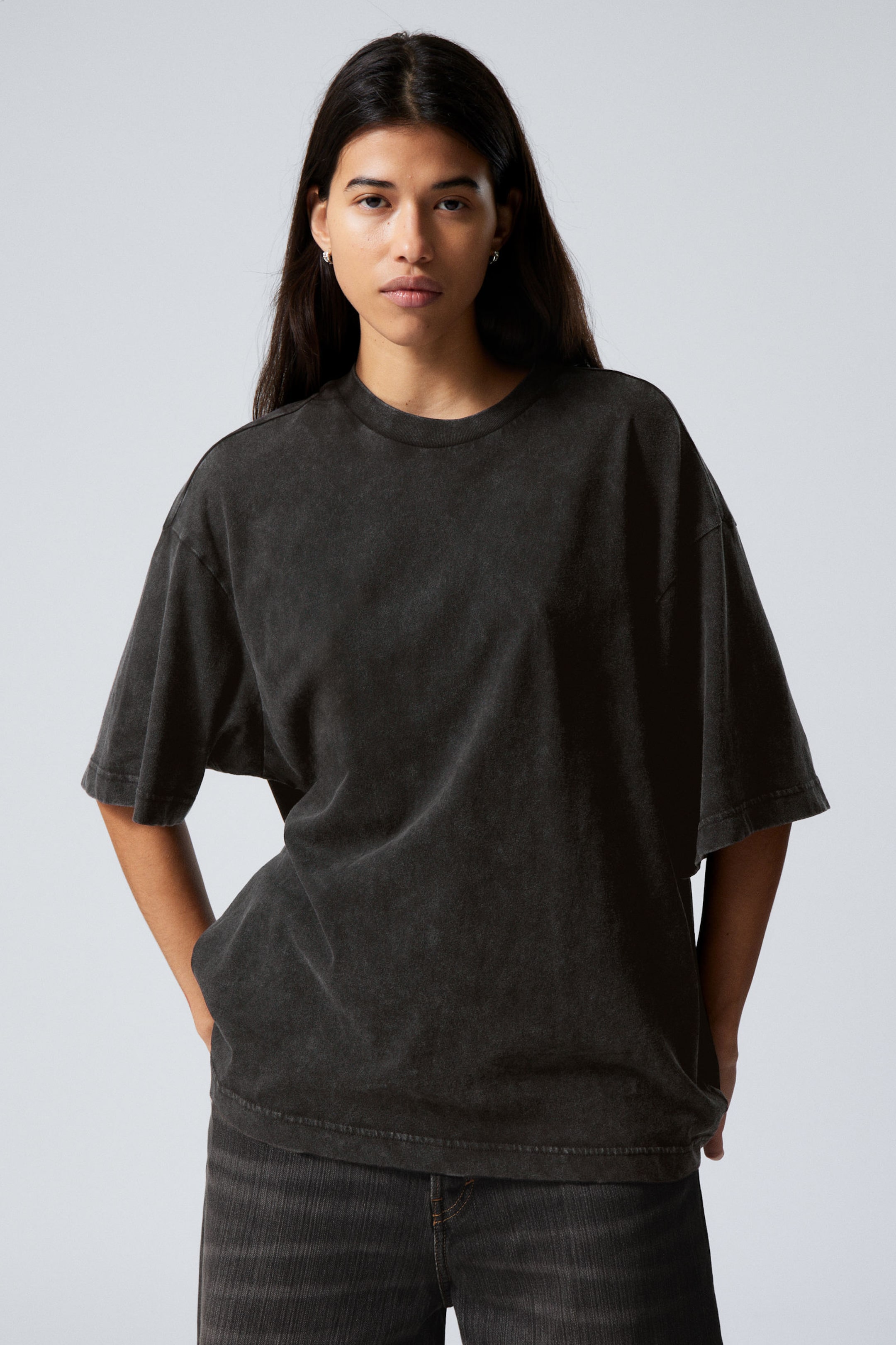 Tvättad svart - Soft Oversized T-shirt - 0