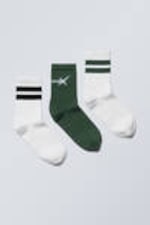 Green Black Stripes Hypnox - 3-pack Sport Graphic Socks - 0