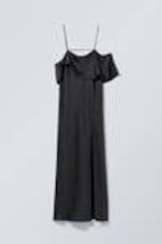 Dark Grey - Elia Long Off Shoulder Dress - 0