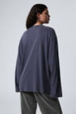 Dark Blue - Soft Oversized Long Sleeve Top - 2