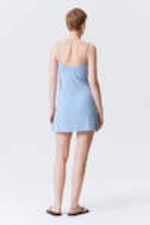 Hellblau - Mini-Slipdress mit Trägern - 3