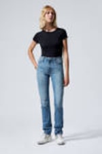 Golf Blue - Mittelblau - Smooth High Waisted Slim Leg Jeans - 0