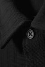 Black - Knitted Short-Sleeved Button-Up Shirt - 5
