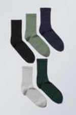 Green Black Grey Navy - 5-pack Sport Socks - 0