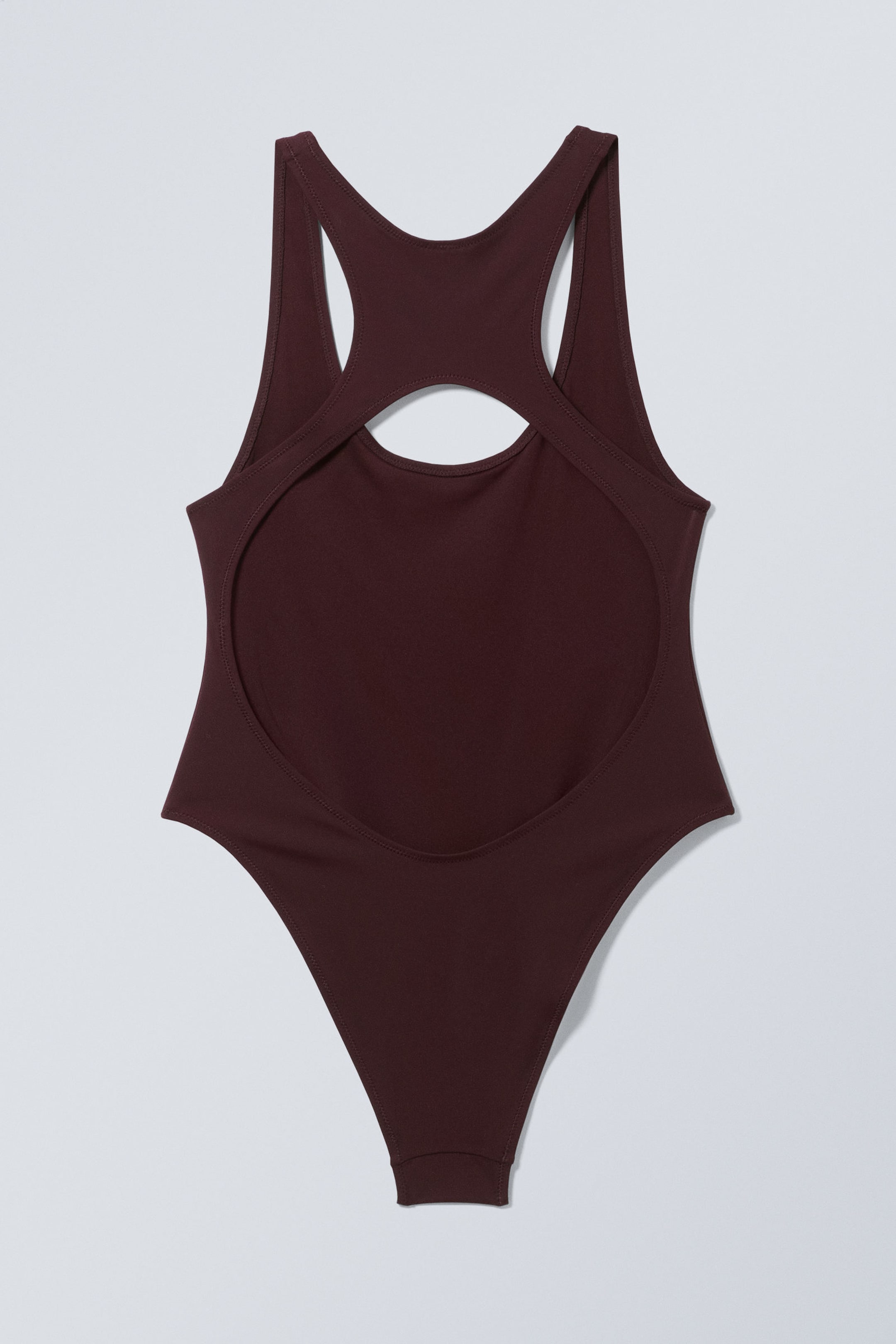 Dark Maroon - Sporty Racerback Swimsuit - 1