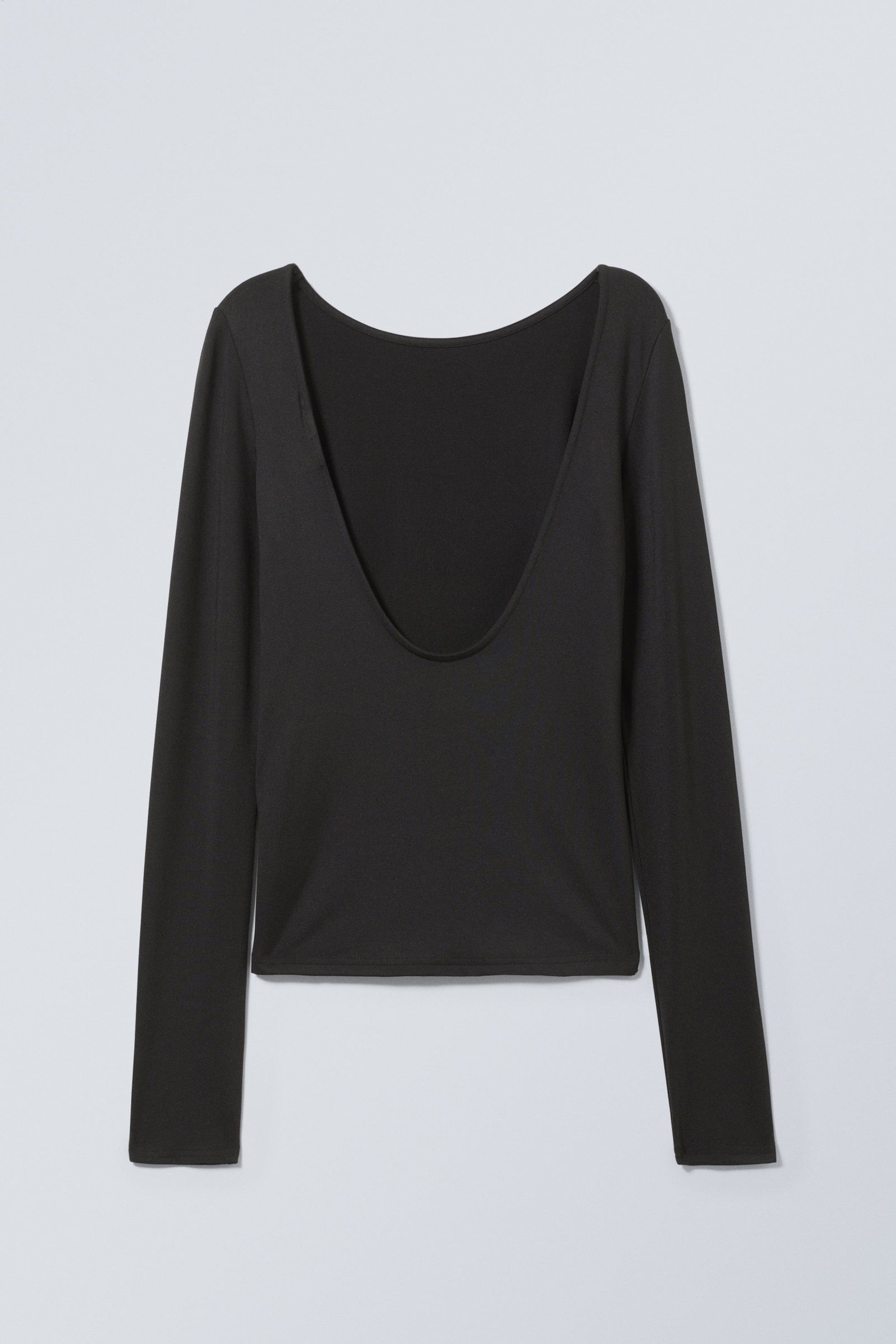 Black - Gizem Open Back Long Sleeve Top - 1