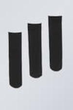 Black - 3-pack Nylon Rib Socks - 0