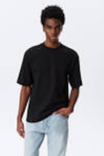 Black - Relaxed Fit Short-Sleeved Cotton T-shirt - 0