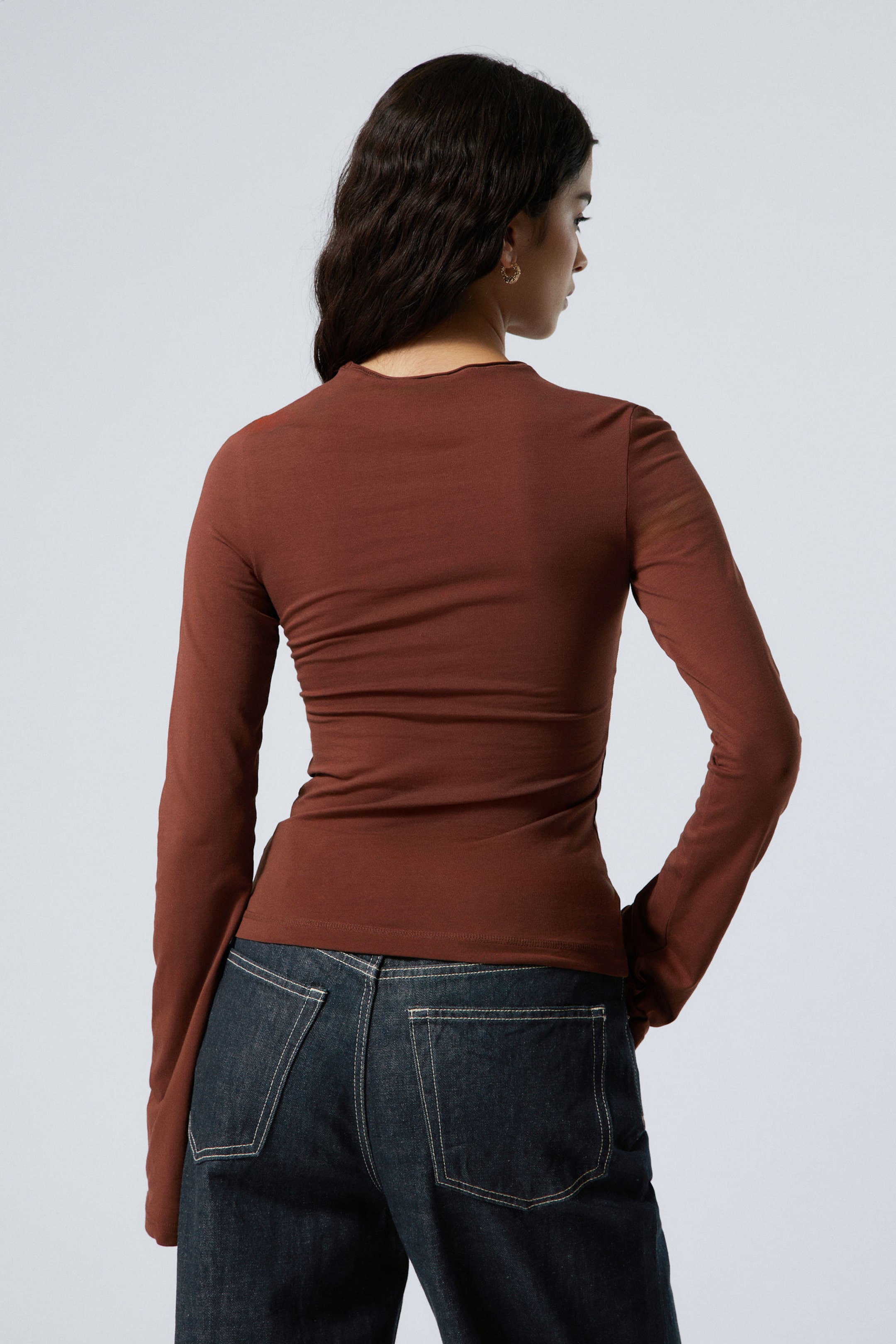 Rust - Long Sleeve Cotton Top - 2
