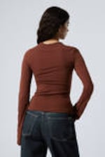 Rust - Long Sleeve Cotton Top - 2