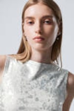 Silver Splatter Print - Annie Boat-Neck Metallic Splatter Top - 0