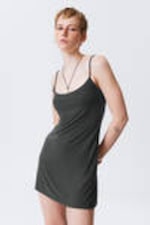 Zwart - Strappy mini slipdress - 1
