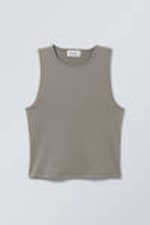 Grey - Fine Fitted Tank Top - 0