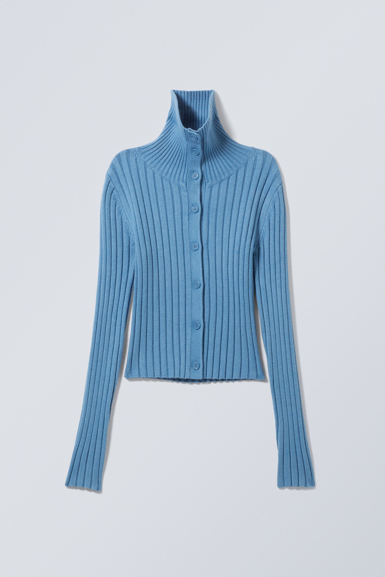 rib-knit half-zip turtleneck sweater - Dark Green | Weekday WW
