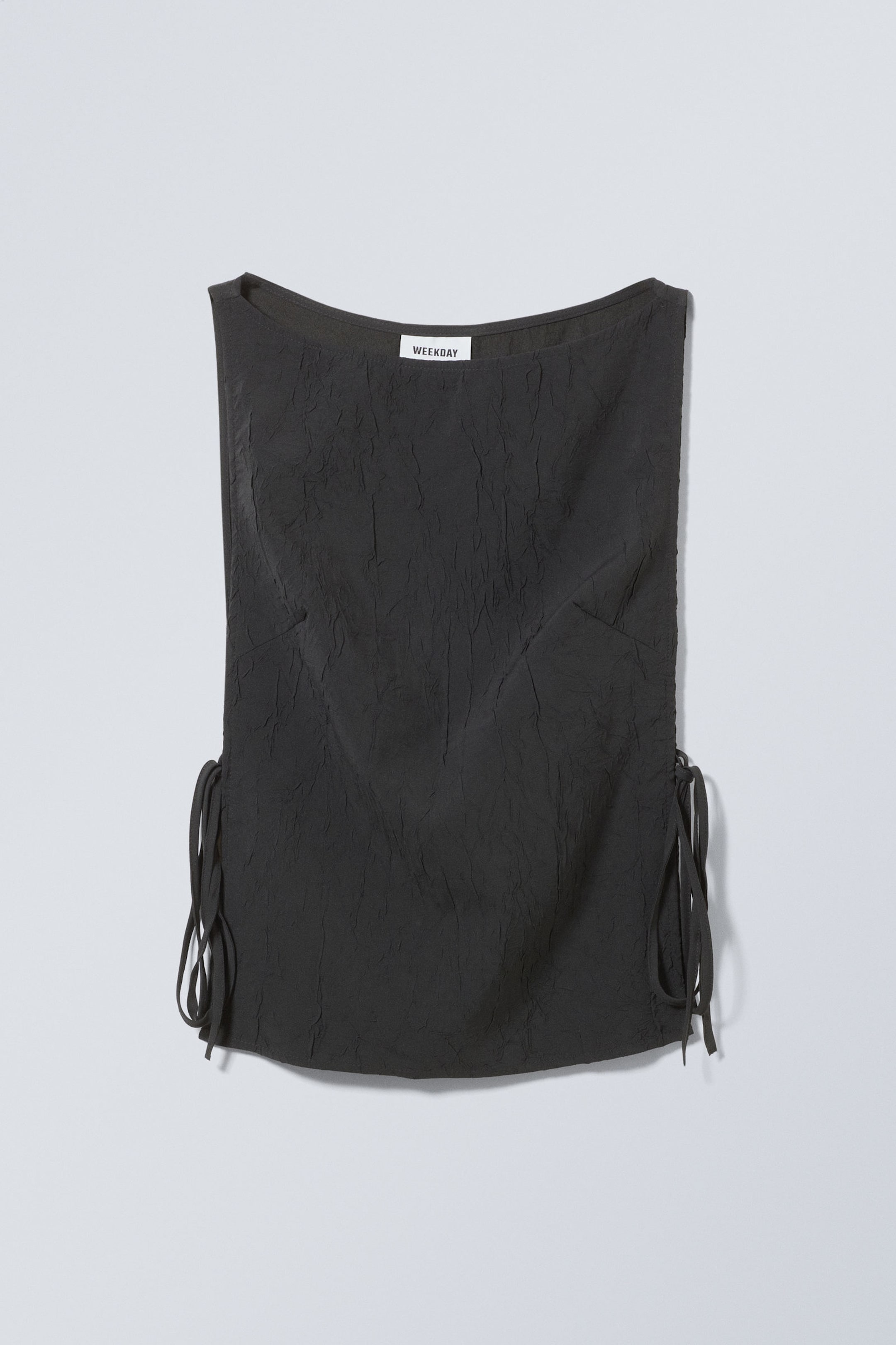 Dark Grey - Sleeveless Boat-Neck Tie Top - 0