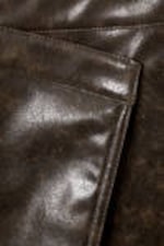 Dark Brown Melange - Pam Faux Leather Mini Skirt - 4