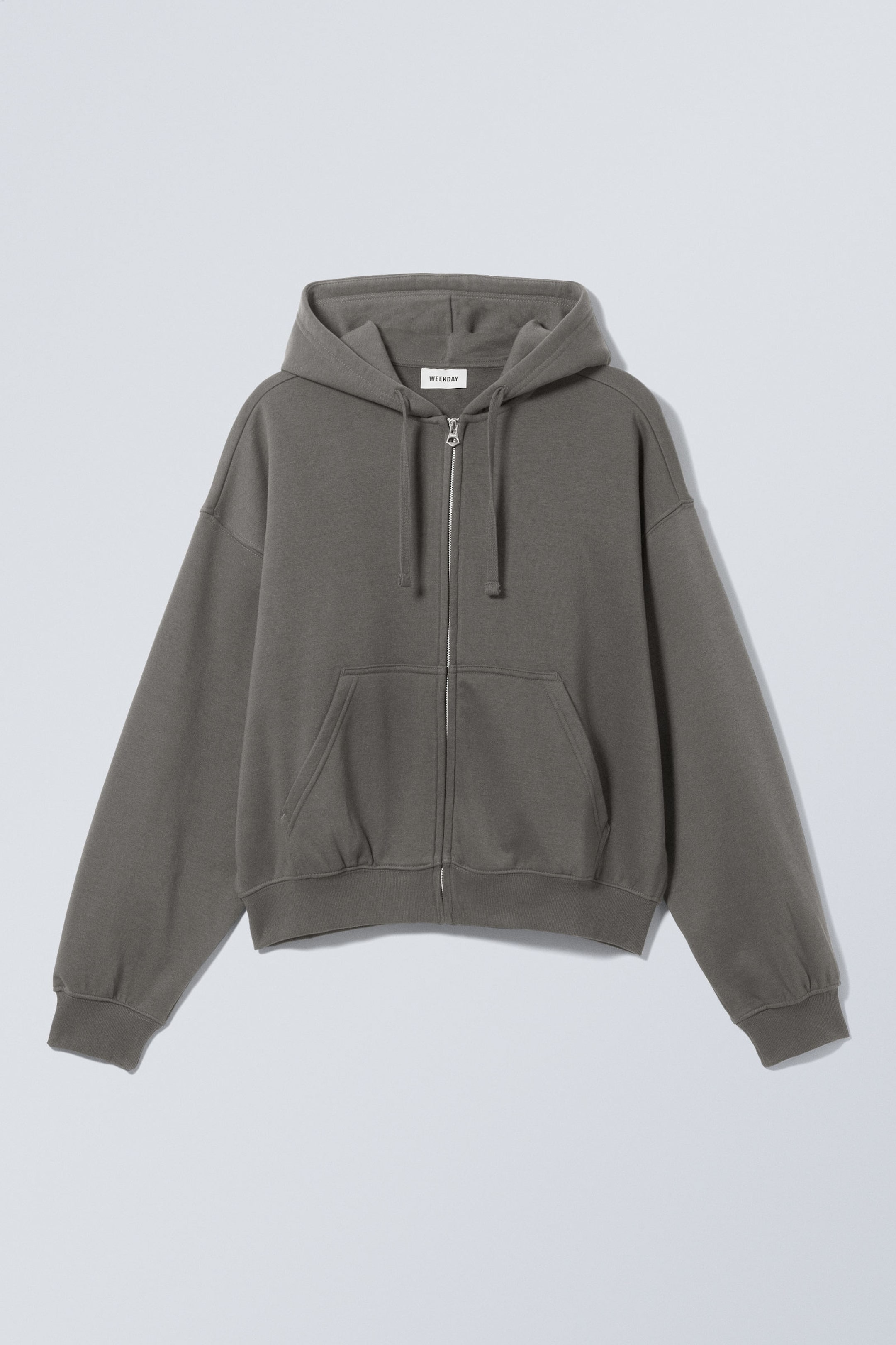 Grey - Boxy Midweight Zip Hoodie - 2