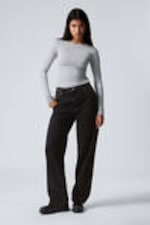 Ink Black - Black - Rail Mid Rise Loose Wide Leg Jeans - 0