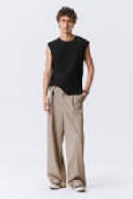 Black - Boxy Structured Cotton Tank Top - 1