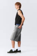 Black Grumble - Astro Denim Loose Baggy Shorts - 2