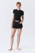 Tuned Black - Black - Maia Mid Rise Denim Hot Pants - 0