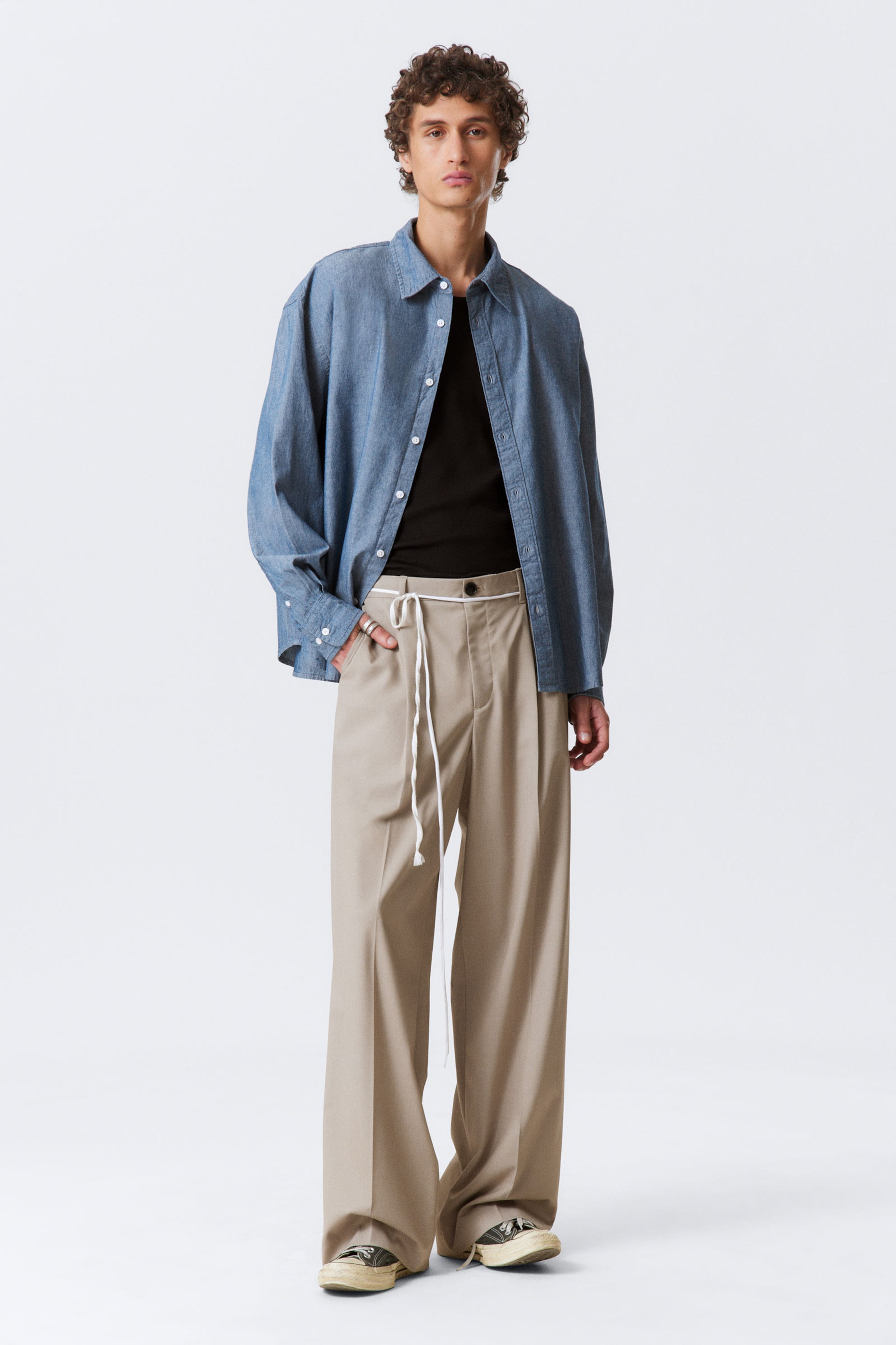 #79829D - Oversized Long-Sleeved Denim Shirt - 2