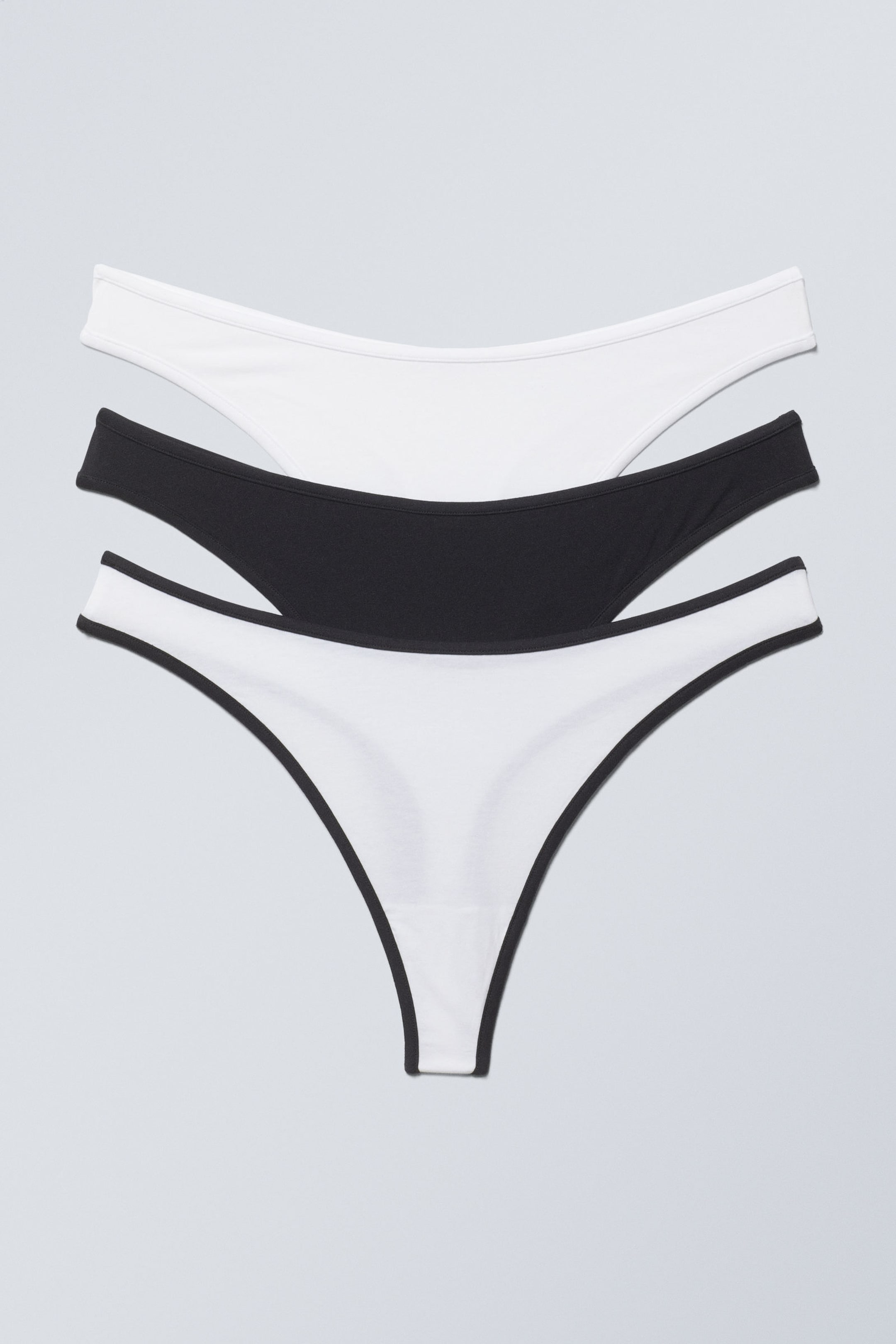 Black White - 3-pack Jade Cotton Thong - 0