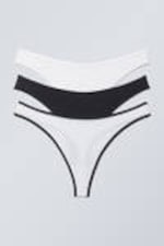 Black White - 3-pack Jade Cotton Thong - 0