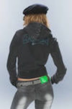 Washed Black - Short Rhinestone Zip Hoodie - 2