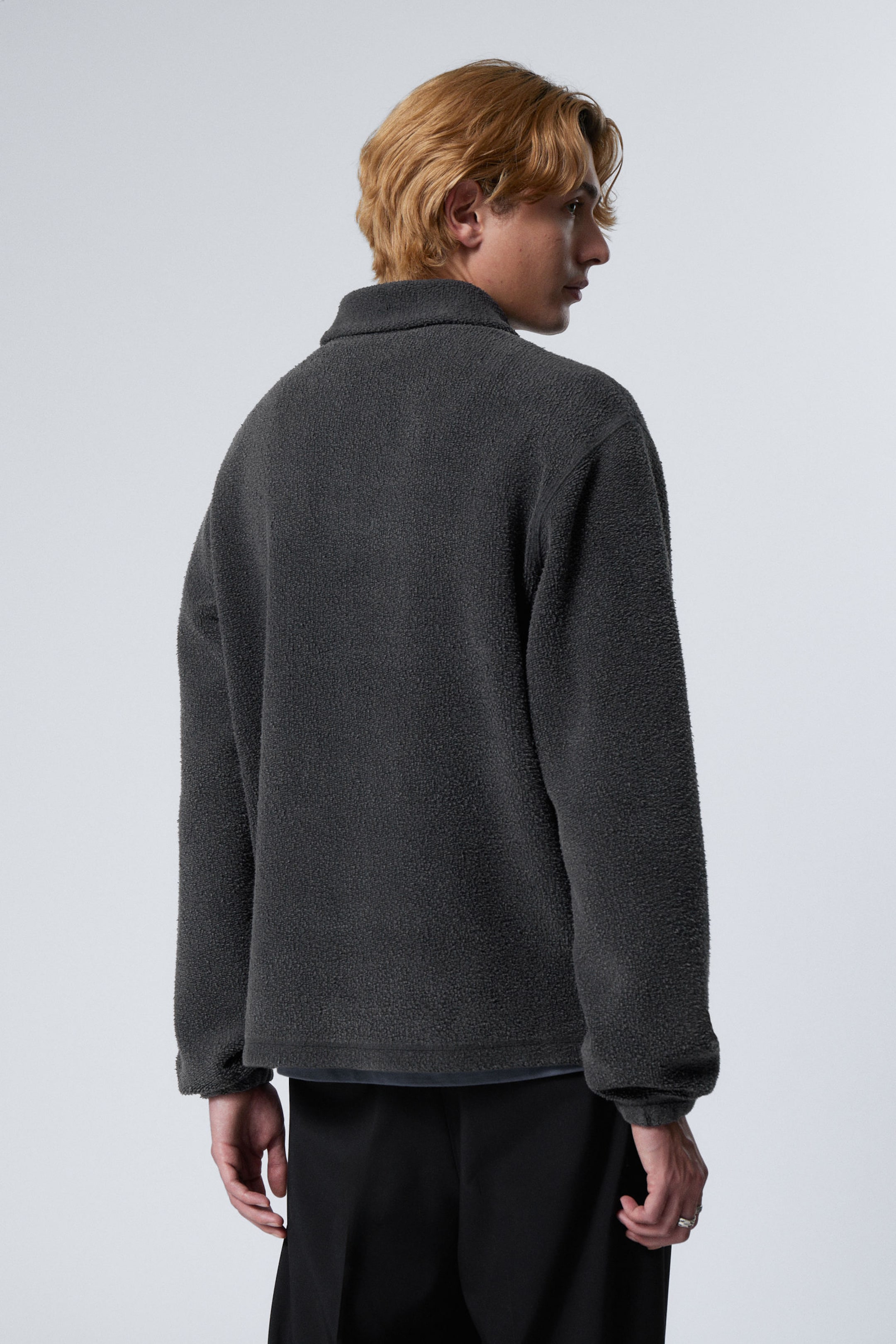 Washed Black - Boxy Half-Zip Fleece Sweatshirt - 3