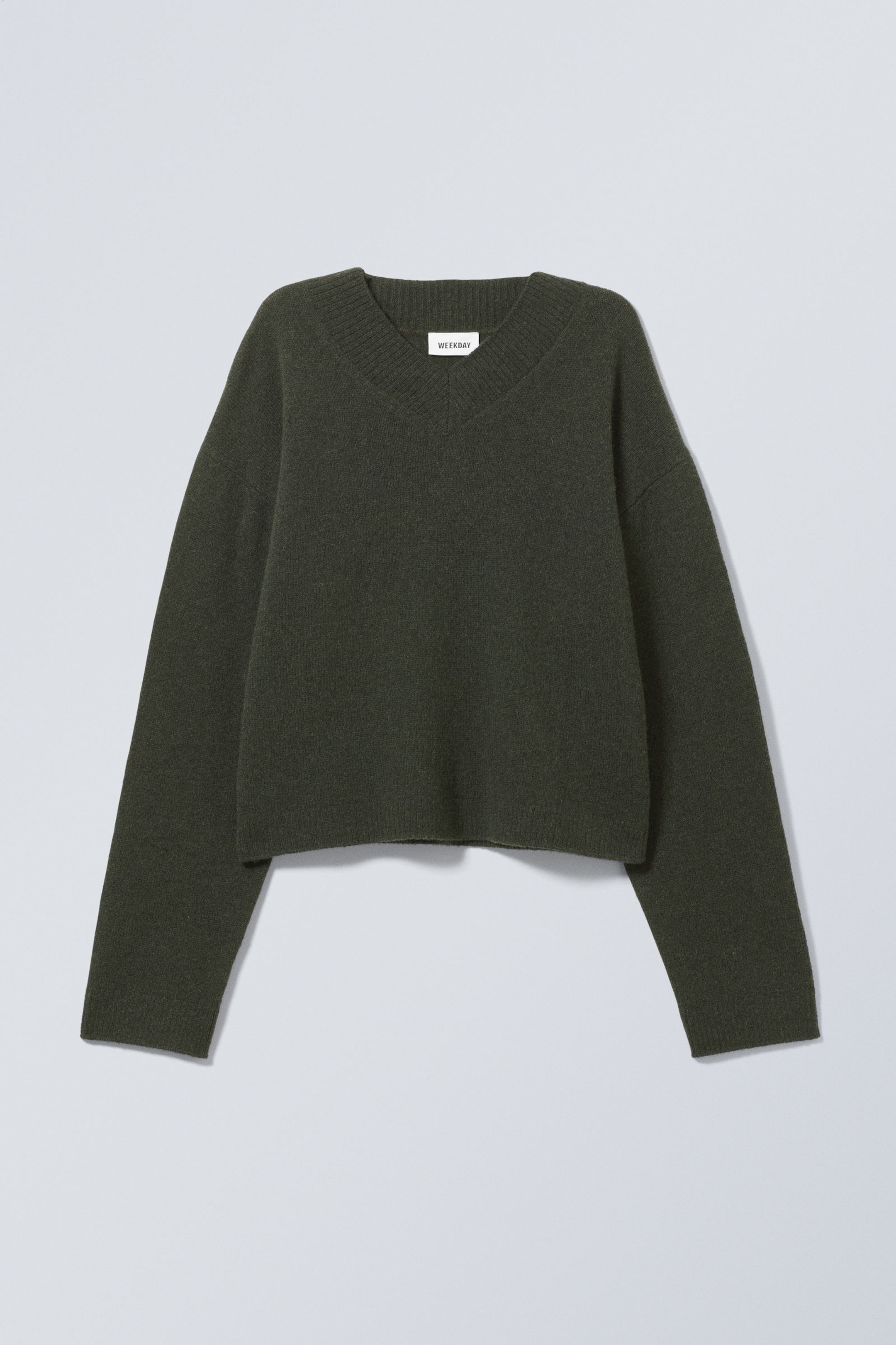 Dark Green - Reese V-neck Wool Sweater - 0