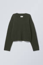 Dark Green - Reese V-neck Wool Sweater - 0